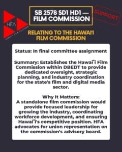 SB 2578 SD1 — Hawaiʻi Film Commission